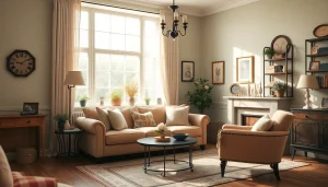 Experience the elegance of Bloomsbury with a cozy, vintage-inspired living room setting.