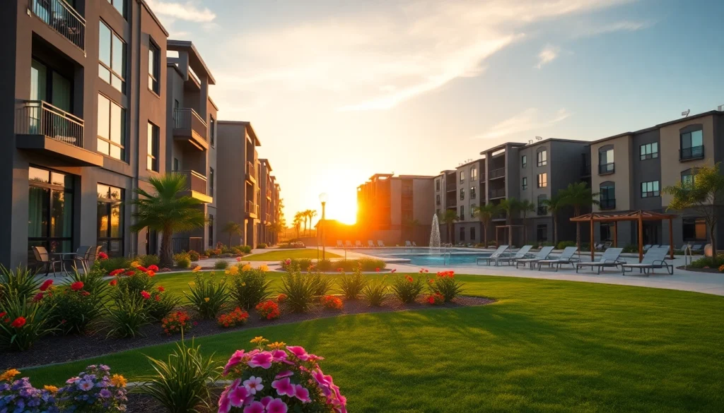 Catch a glimpse of stunning glendale az apartments, highlighting modern architecture amidst lush landscaping.