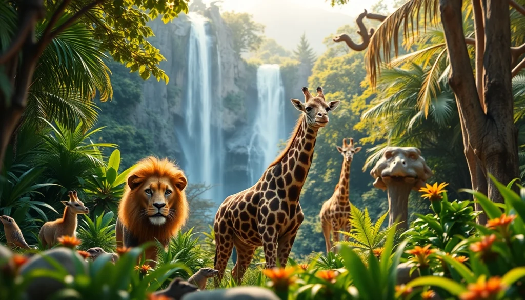Engaging wildlife scene with animals representing www.sudswild.com in a lush forest backdrop.