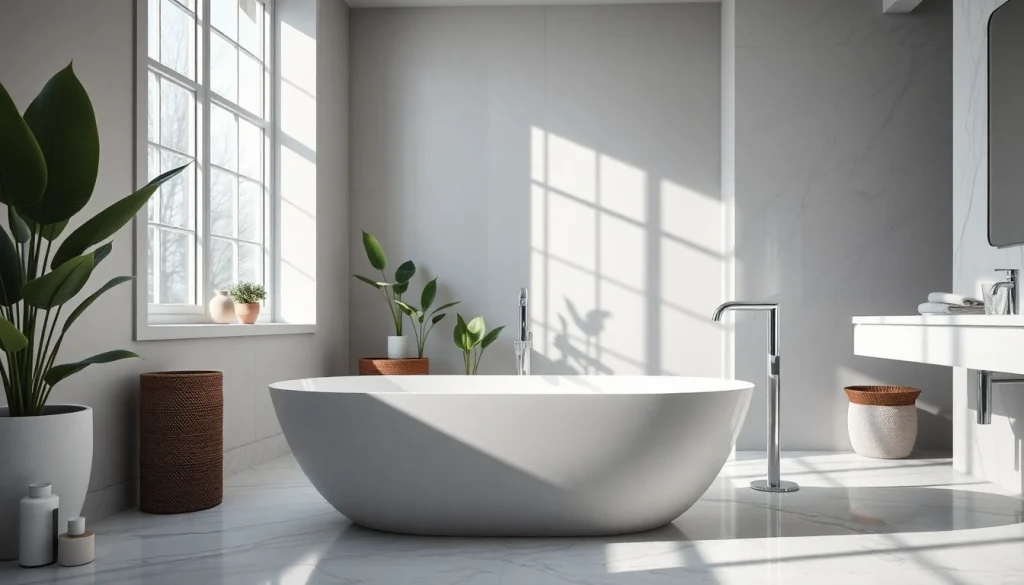 Explore stunning bathroom remodels ideas featuring a freestanding bathtub and stylish decor.