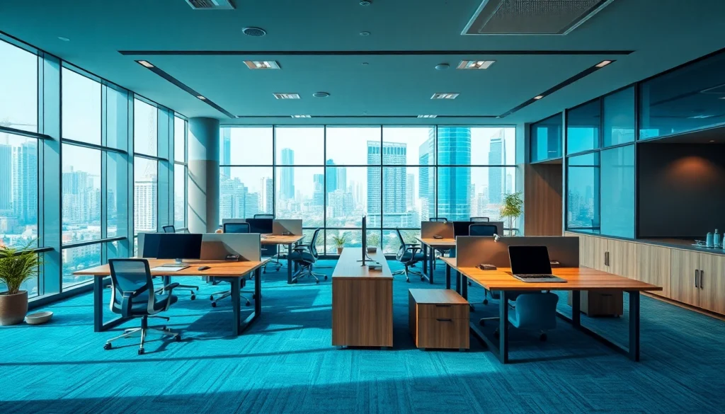Find modern commercial office space for rent in Bangalore with vibrant decor and professional atmosphere.