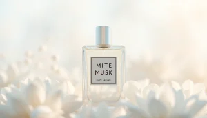 Appliquer le parfum White musk dans un cadre luxueux et floral, mettant en avant sa fragrance.
