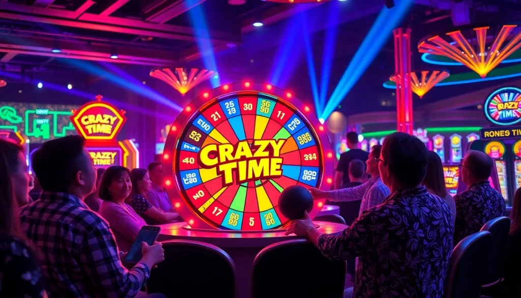 View exciting estrazioni crazy time gameplay with vibrant colors and an engaging presenter in a live casino setting.