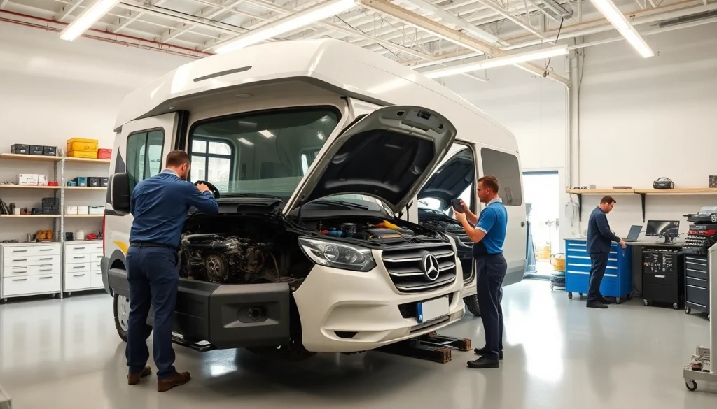 Skilled mechanics providing Camper Van Repair Services in a professional workshop environment.