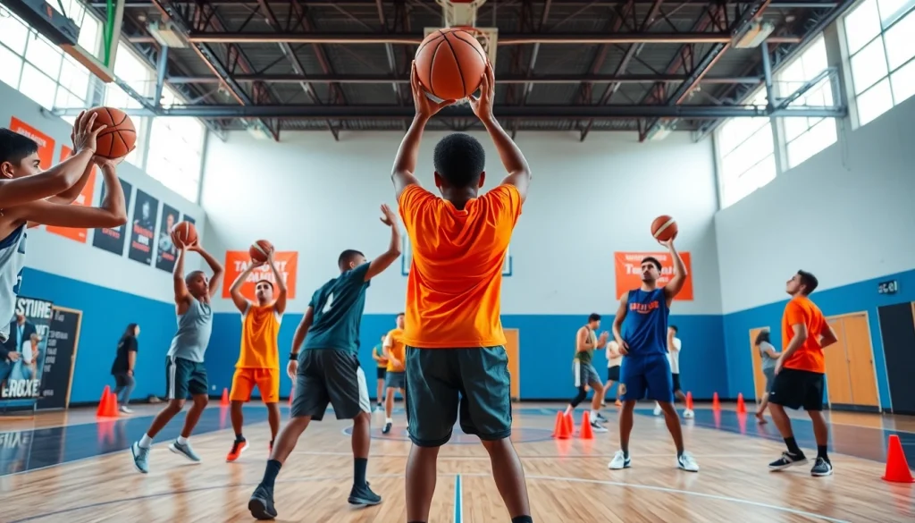 Young athletes training at Takeover Basketball Academy, showcasing teamwork and skills.