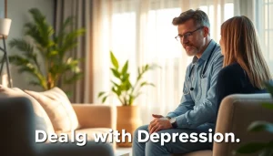 Supportive conversation addressing dealing with depression in a comforting office setting.
