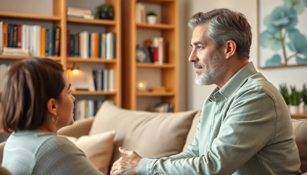 Engaging interaction with an attachment theory specialist in a cozy office.