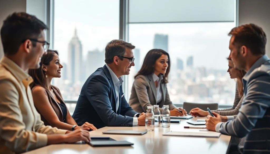 Enhancing Debt Collection Outsourcing with a diverse professional team collaborating in a modern office.