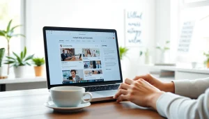 Showcasing social media and blog automation in a bright digital workspace.