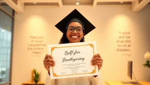Showcase the pride of graduates as they buy diploma, highlighting a beautifully designed certificate.