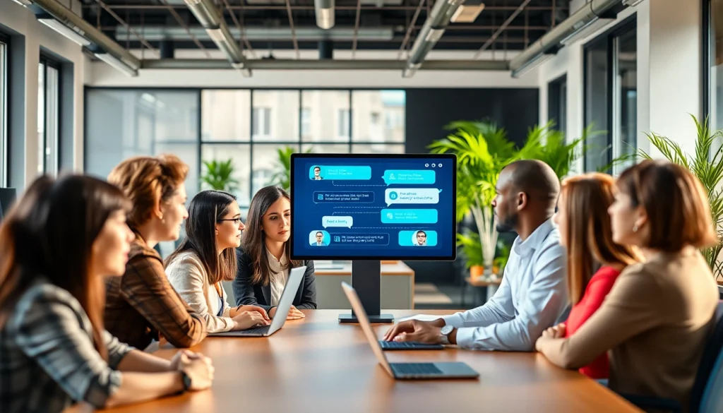Engaging AI chat bot dialogue showcasing intelligent interaction within a modern workspace.