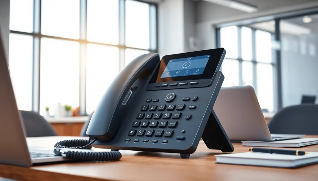 Interact with an advanced IP Phone showcasing modern design in a professional office.