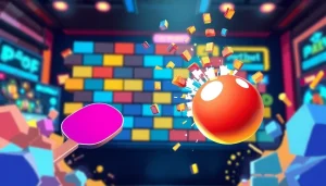 Engaging action featuring block breaker de google with vibrant paddle and colorful blocks.