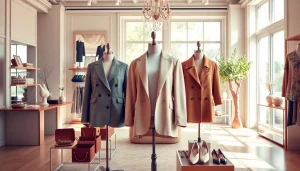 Review of north fashion reviews showcasing stylish clothing and elegant accessories in a boutique setting.