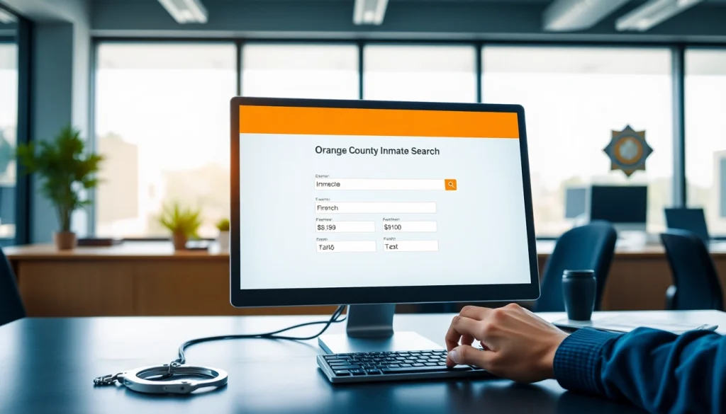 Engaging digital interface showcasing orange county inmate search features and law enforcement elements.