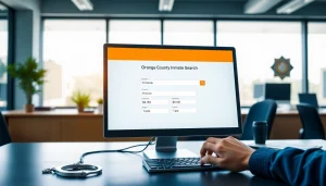 Engaging digital interface showcasing orange county inmate search features and law enforcement elements.