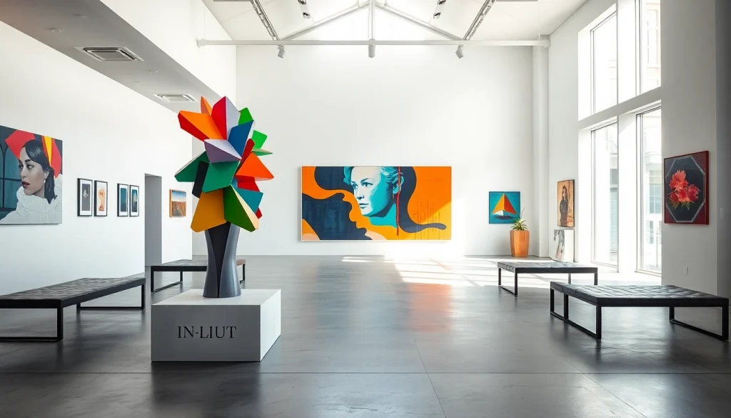 Experience the dynamic atmosphere of the in lieu gallery showcasing contemporary art in a vibrant space.