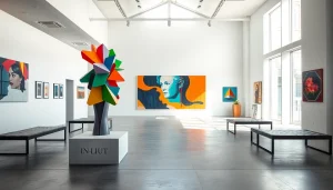 Experience the dynamic atmosphere of the in lieu gallery showcasing contemporary art in a vibrant space.