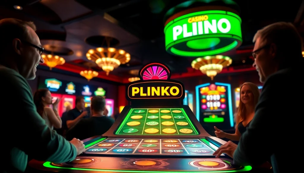 Играть плинко в казино на ярком игровом автомате с увлеченными игроками.