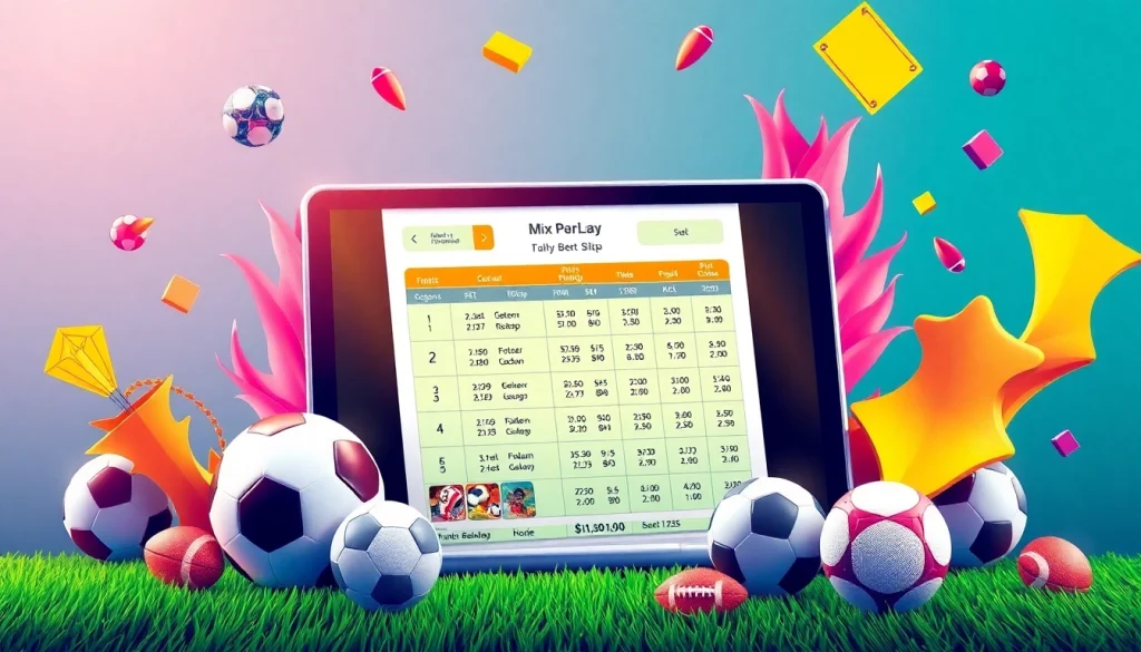 Engaging mix parlay betting experience with vibrant football imagery and interactive elements.