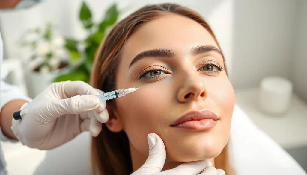 Administering masseter botox for jawline enhancement in a professional medspa.