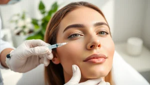 Administering masseter botox for jawline enhancement in a professional medspa.