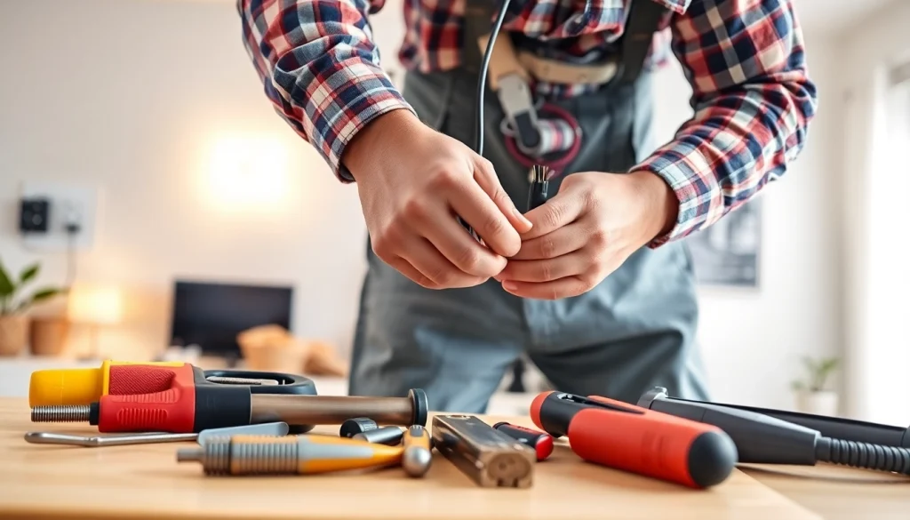 Qualified electrician providing Electrical Service in a residential setting during repairs.