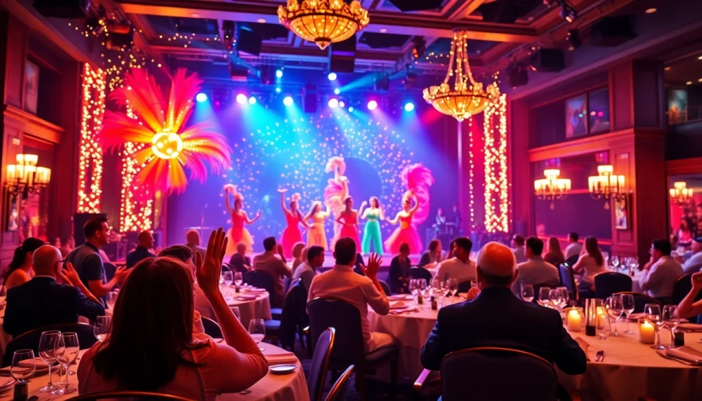 Enjoying las vegas dinner shows with lively performances and vibrant dining atmosphere.