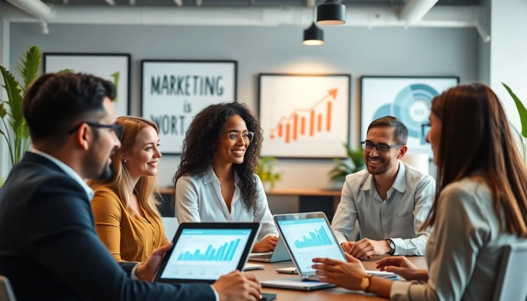Visualize a collaborative work environment that showcases clickitdigital.solutions as a leader in digital marketing strategy.