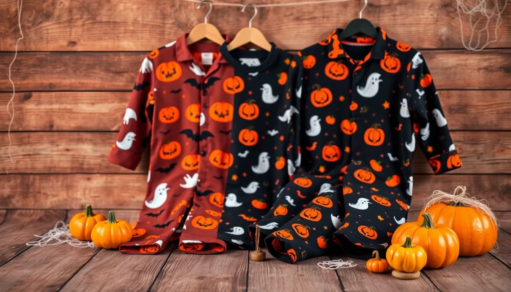 Shop stylish Halloween pajamas featuring playful designs for the festive season.