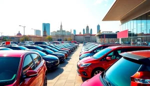 Skup samochodów Warszawa z dynamicznymi pojazdami w ruchliwym miejscu w Warszawie