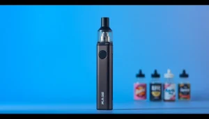 Showcasing the RAZ 9K device with vibrant e-liquid bottles in the background for dynamic appeal.