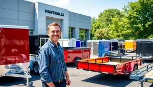Discover diverse trailers for sale in Massachusetts at a busy dealership with vibrant models.