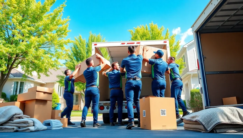 Movers calgary lifting furniture into a truck, showcasing professionalism and teamwork.
